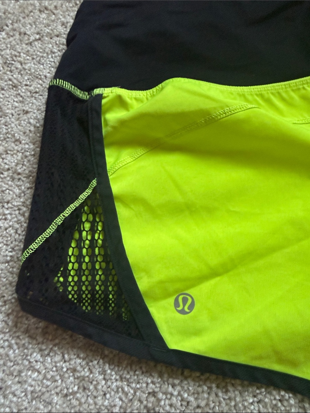 Lululemon Neon Yellow and Black Women's Athletic Shorts size 6 - Picture 3 of 5